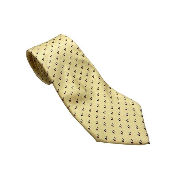 Men’s Christian Dior 100% Silk Tie Yellow Print - Picture 1 of 8